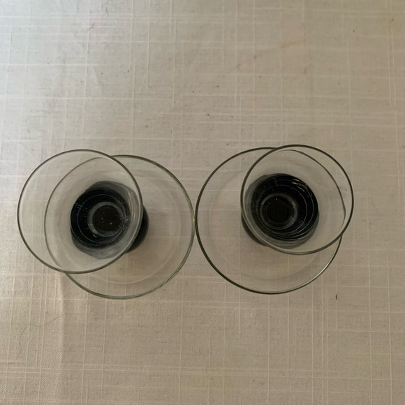 Vtg Black Art Glass Candlestick Holders - Picture 3 of 6